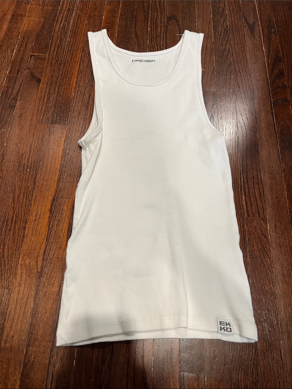 Ekkovison Men’s White Ribbed Tank Top